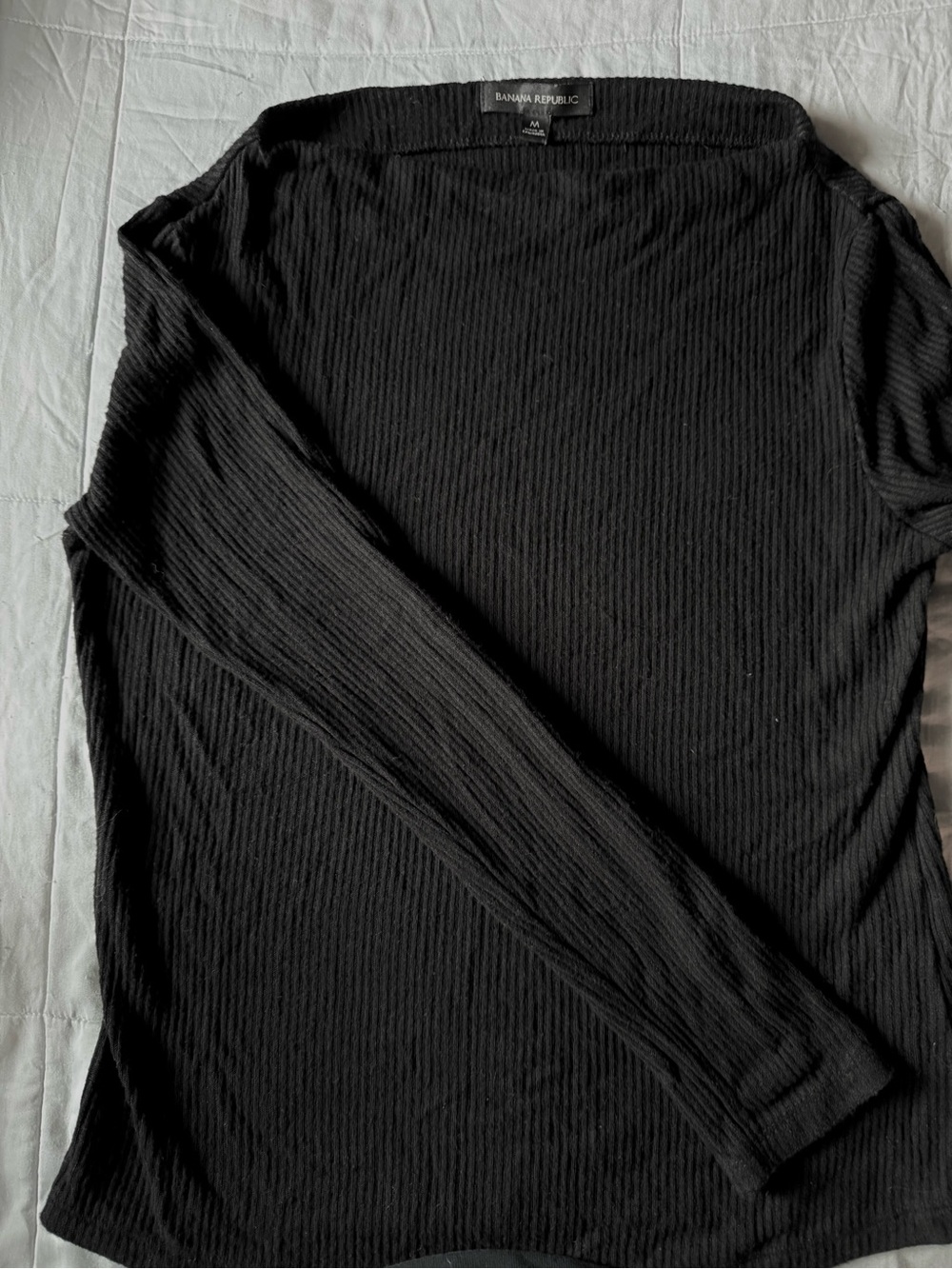 Banana Republic Black Ribbed Long-Sleeve boat neck Top